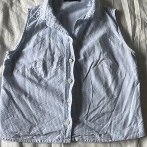 Brandy Melville Blue and White Button Down Shirt